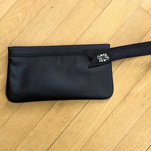 Ann Taylor Loft Black Satin Wristlet Bag Purse - Picture 2 of 6